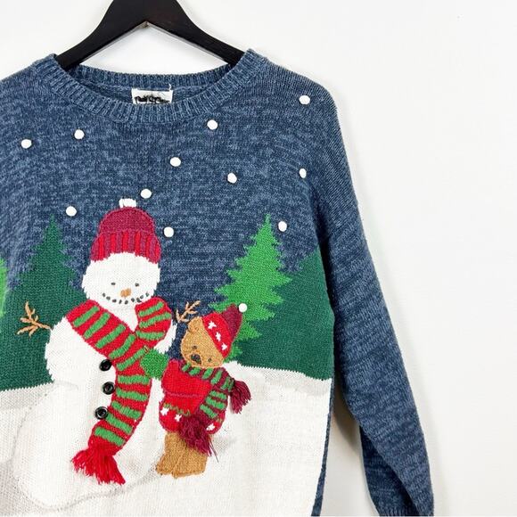 Vintage Carly St. Claire Snowman Embroidered Christmas Sweater Size Medium - Picture 3 of 4